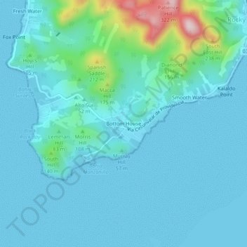 Bottom House topographic map, elevation, terrain