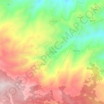 Timinciler topographic map, elevation, terrain