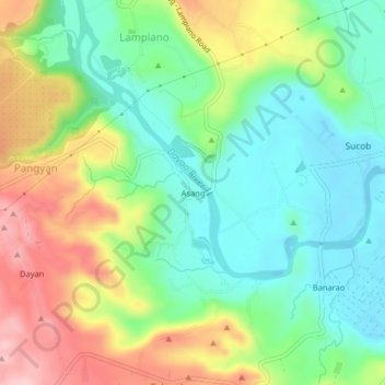 Asang topographic map, elevation, terrain