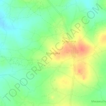 Nyashana topographic map, elevation, terrain