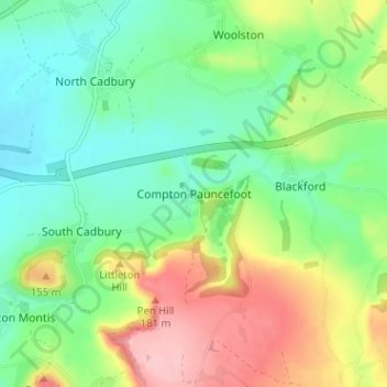 Compton Pauncefoot topographic map, elevation, terrain