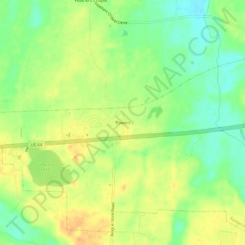 Powers topographic map, elevation, terrain