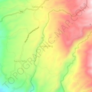 Tumanding topographic map, elevation, terrain