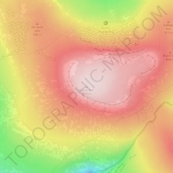 Cross Fell topographic map, elevation, terrain