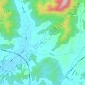 Sinman-ri topographic map, elevation, terrain