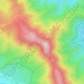 Coll de la Verdera topographic map, elevation, terrain