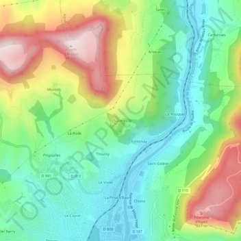 Solanes topographic map, elevation, terrain