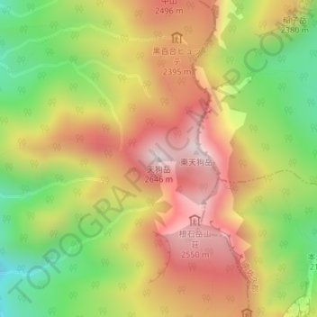 Nishi Tengu-dake topographic map, elevation, terrain