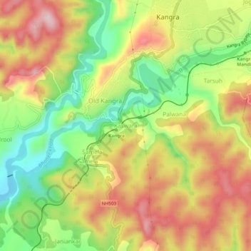 Kaswara topographic map, elevation, terrain