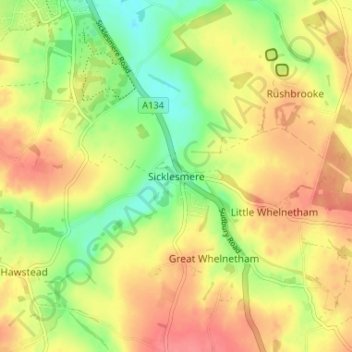 Sicklesmere topographic map, elevation, terrain