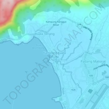 Kampung Kuala Muda topographic map, elevation, terrain