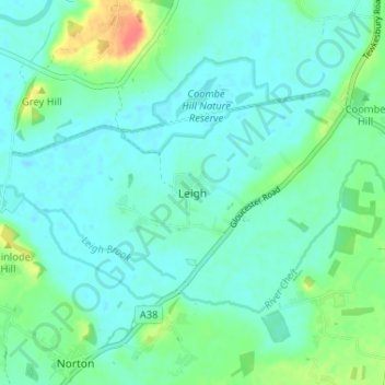 Leigh topographic map, elevation, terrain