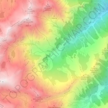 Casere topographic map, elevation, terrain