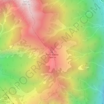 Pizzo Badile topographic map, elevation, terrain