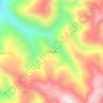 Membey topographic map, elevation, terrain