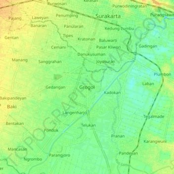 Grogol topographic map, elevation, terrain