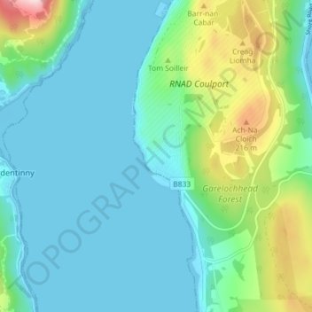 Coulport topographic map, elevation, terrain