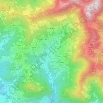 Čeče topographic map, elevation, terrain