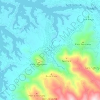 Cililin topographic map, elevation, terrain