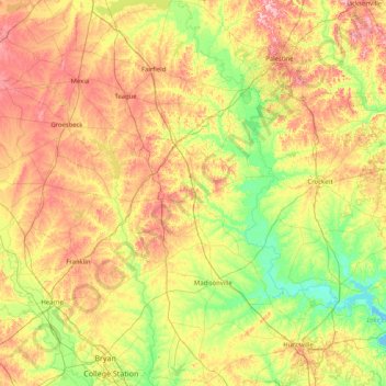 Leon topographic map, elevation, terrain
