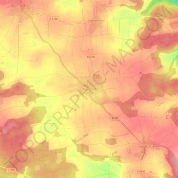 Tigerfeld topographic map, elevation, terrain