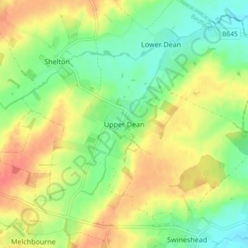 Upper Dean topographic map, elevation, terrain