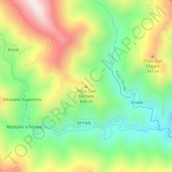 Pizzo San Michele topographic map, elevation, terrain
