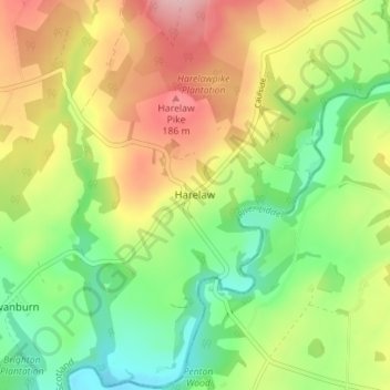 Harelaw topographic map, elevation, terrain