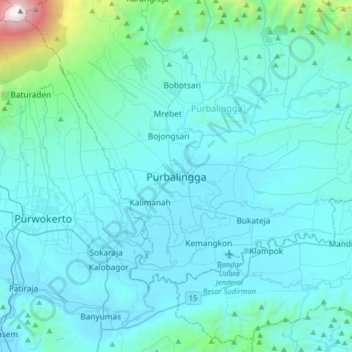 PURBALINGGA topographic map, elevation, terrain