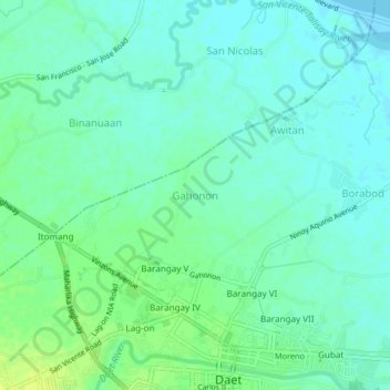 Gahonon topographic map, elevation, terrain