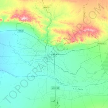 Herat topographic map, elevation, terrain