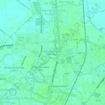 Kampung Lubuk Peringgi topographic map, elevation, terrain