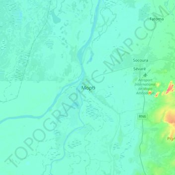 Mopti topographic map, elevation, terrain