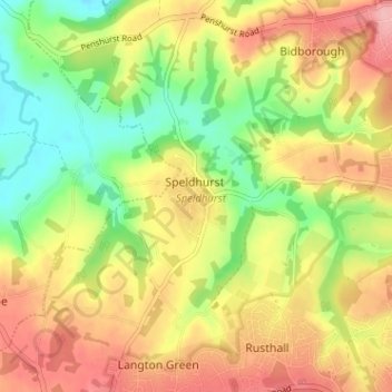 Speldhurst topographic map, elevation, terrain