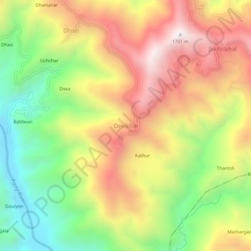 Devikhal topographic map, elevation, terrain