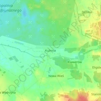 Kuźnica topographic map, elevation, terrain