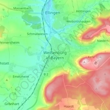 Weißenburg topographic map, elevation, terrain