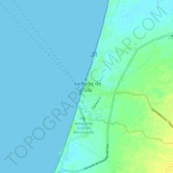 Santiago de Tolú topographic map, elevation, terrain