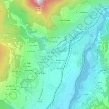 Les Alpes topographic map, elevation, terrain