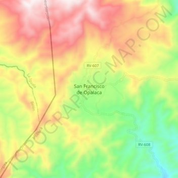 San Francisco de Opalaca topographic map, elevation, terrain