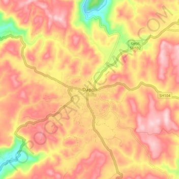 Dapoli topographic map, elevation, terrain