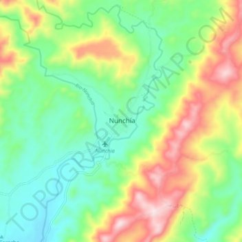 Nunchía topographic map, elevation, terrain