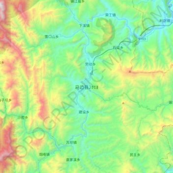 Mabian topographic map, elevation, terrain