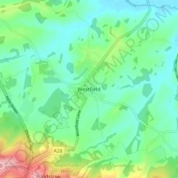 Westfield topographic map, elevation, terrain