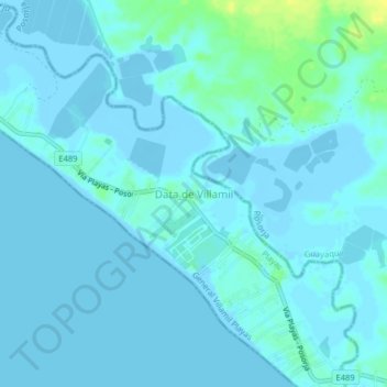 Data de Villamil topographic map, elevation, terrain
