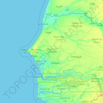 Diourbel topographic map, elevation, terrain