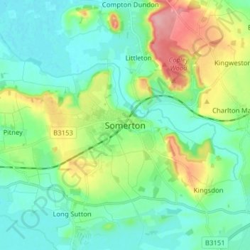 Somerton topographic map, elevation, terrain