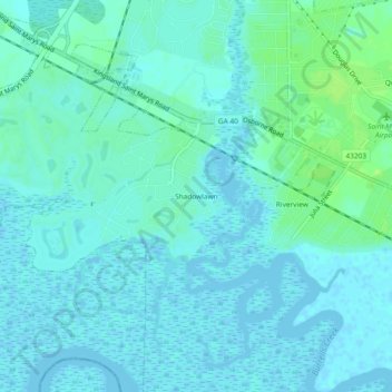 Shadowlawn topographic map, elevation, terrain