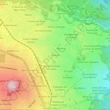 Floresta topographic map, elevation, terrain