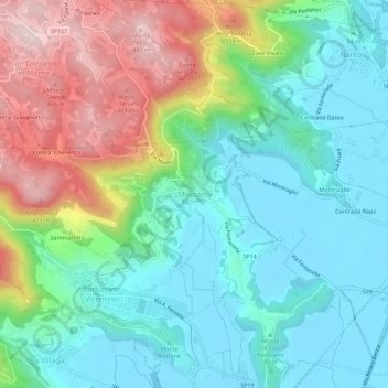 Mossano topographic map, elevation, terrain